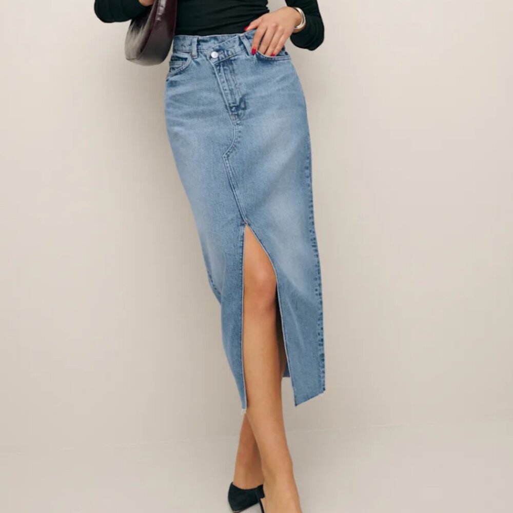Reformation Nila long denim skirt